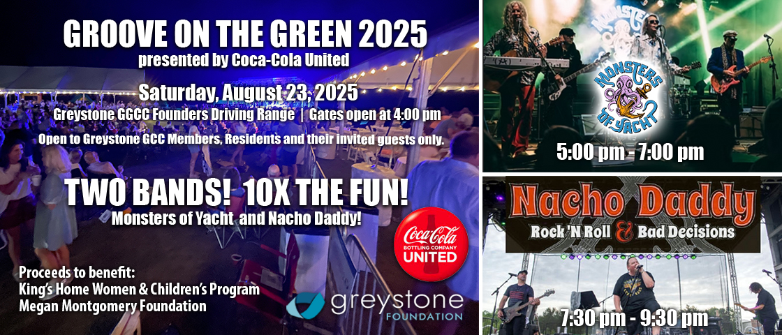 2025 Groover On The Green presented by Coca-Cola!!! Saturday, August 23, 2025 Greystone GCC Founders.